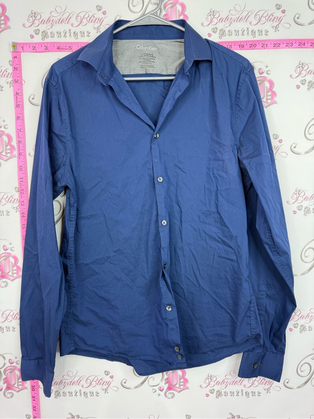 Calvin Klein extreme slim fit Navy Blue Long-Sleeve Button Shirt